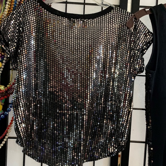 EUC Love Noche Black Sequin Bundle Tops size Medium - Picture 5 of 5